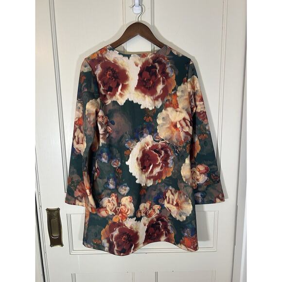 Bryn Walker Floral Tunic Blouse Top Womens Size Medium Green Pink Classic Garden - Picture 3 of 10